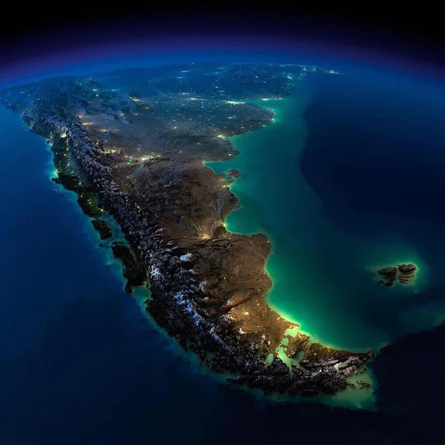 Argentina from space at night