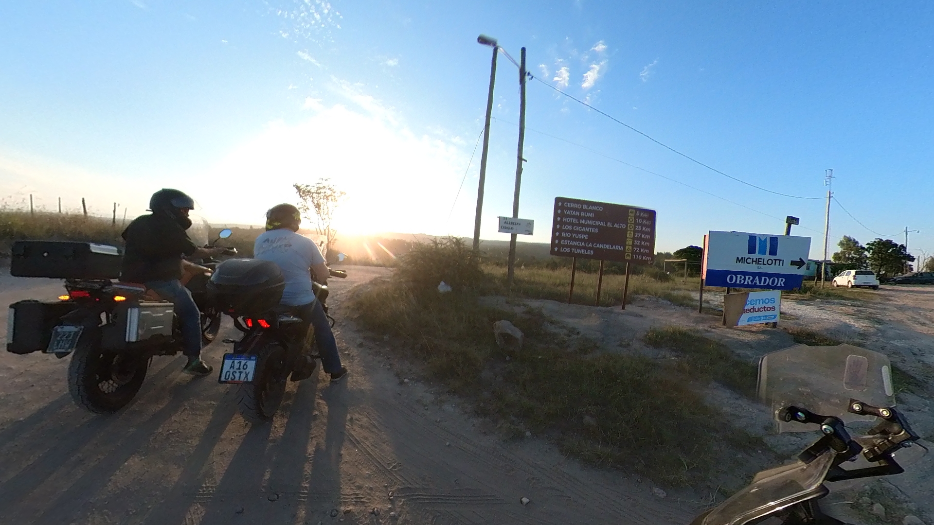 Leonardo riding with friends through Argentine roads